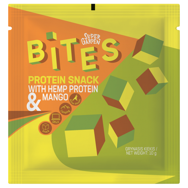 SUPERGARDEN BITES PROTEIN liofilizuoti su kanapių baltymais ir mangu