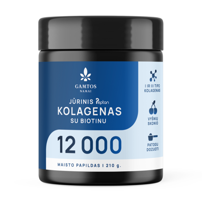 GAMTOS NAMAI JŪRINIS PEPTAN KOLAGENAS 12 000, su biotinu, vyšnių skonio milteliai, 210 g. paveikslėlis