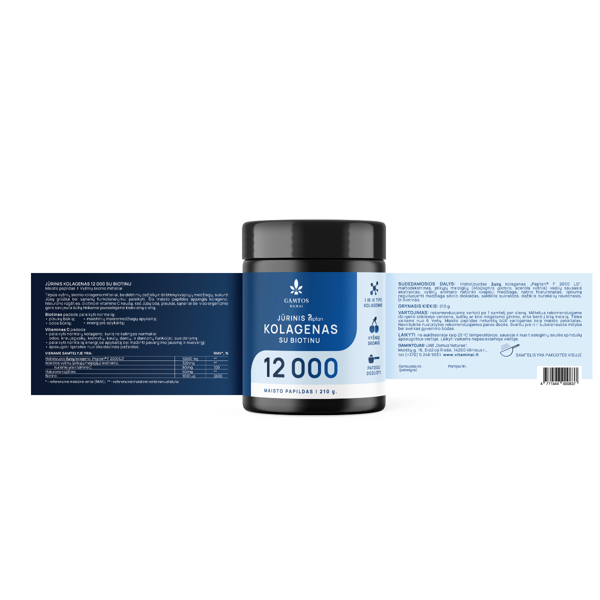GAMTOS NAMAI JŪRINIS PEPTAN KOLAGENAS 12 000, su biotinu, vyšnių skonio milteliai, 210 g. paveikslėlis
