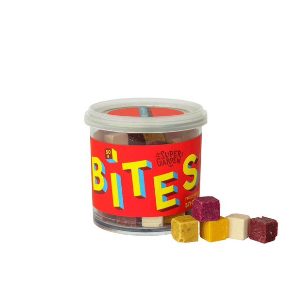 SUPERGARDEN BITES  liofilizuoti užkandžiai su egzotiniais vaisiais