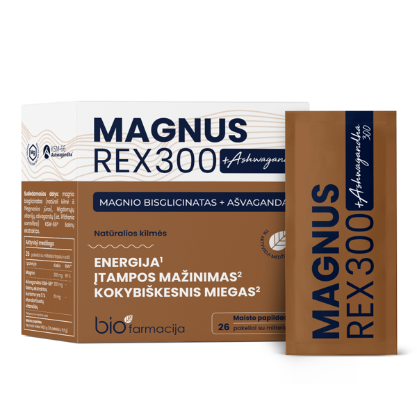 MAGNUS REX 300 + Ashwagandha 300, 28 paketėliai paveikslėlis