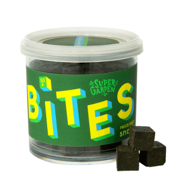 SUPERGARDEN, BITES spirulinos ir aviečių užkandis, džiovintas šaltyje