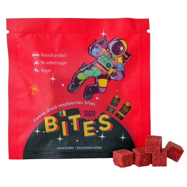 SUPERGARDEN BITES liofilizuoti užkandžiai su avietėmis