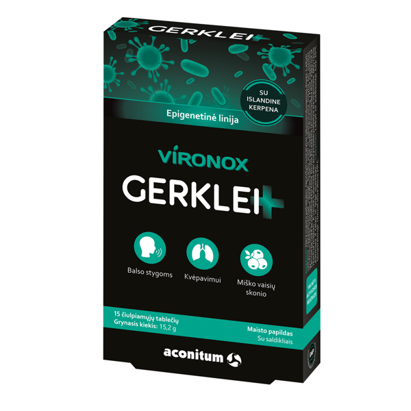 VIRONOX, gerklei, miško vaisių skonio, 20 čiulpiamųjų tablečių paveikslėlis