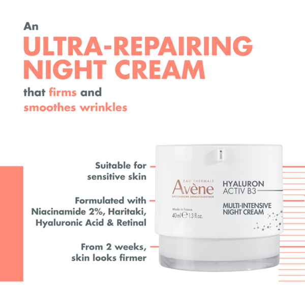 AVENE HYALURON, intensyvus naktinis veido kremas, 40 ml paveikslėlis