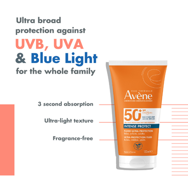 AVENE SUN INTENSE PROTECT APSAUGINĖ EMULSIJA NUO SAULĖS VISAI ŠEIMAI SPF50+, 150 ml paveikslėlis