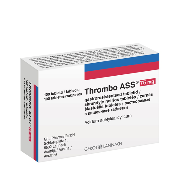 THROMBO ASS, 75 mg, skrandyje neirios tabletės, N100  paveikslėlis