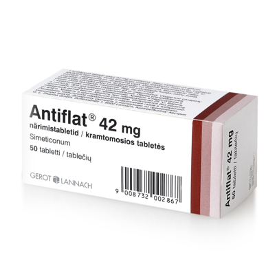 ANTIFLAT, 42 mg, kramtomosios tabletės, N50 paveikslėlis