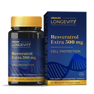 LONGEVITY Resveratrol Extra, 500 mg, 60 kapsulių paveikslėlis