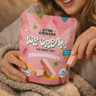 STAR CANDIES Šaltyje džiovinti braškiniai ledai, 16g
