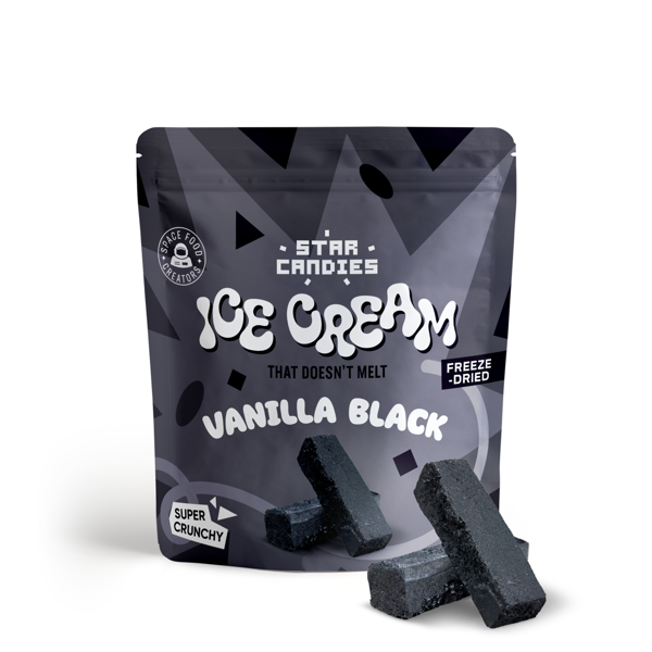 STAR CANDIES Šaltyje džiovinti juodi vaniliniai ledai, 16g