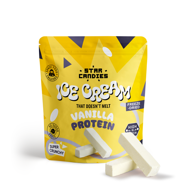 STAR CANDIES Šaltyje džiovinti vanilės skonio proteininiai ledai, 16g