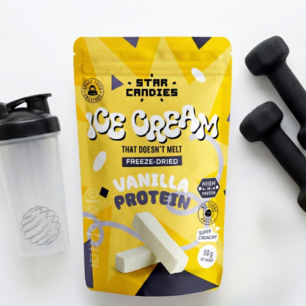 STAR CANDIES Šaltyje džiovinti vanilės skonio proteininiai ledai, 50g