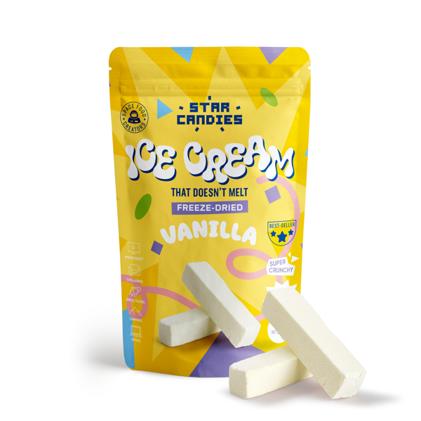 STAR CANDIES šaltyje džiovinti vaniliniai ledai, 50g