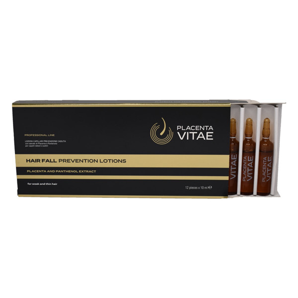 PLACENTA VITAE, LOSJONAS SU PLACENTOS EKSTRAKTU NUO PLAUKŲ SLINKIMO, ampulės, 12 vnt. x 10 ml paveikslėlis