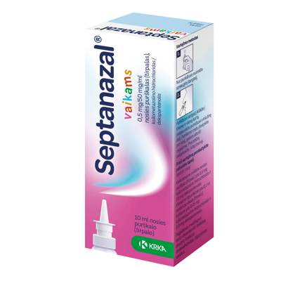 SEPTANAZAL, 0,5 mg/50 mg/ml, nosies purškalas (tirpalas), vaikams, 10 ml paveikslėlis