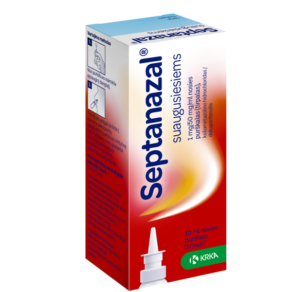 SEPTANAZAL, 1 mg/50 mg/ml, nosies purškalas (tirpalas), suaugusiesiems, 10 ml paveikslėlis