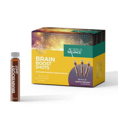 ACORUS BALANCE BRAIN BOOST SHOTS, skystis, 25 ml, 14 vnt. paveikslėlis