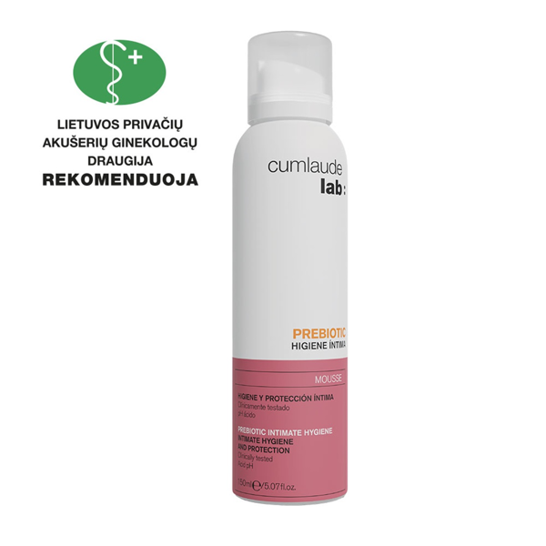 CUMLAUDE PREBIOTIC, švelnios intymios higienos valomosios putos, 150 ml paveikslėlis