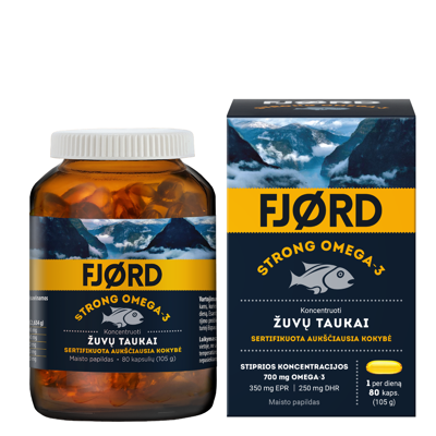FJORD STRONG OMEGA-3, žuvų taukai, 80 kapsulių paveikslėlis