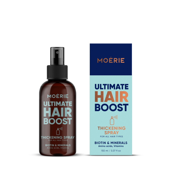 MOERIE, Ultimate Hair BOOST, maitinamasis plaukus storinantis purškiklis, 150 ml paveikslėlis