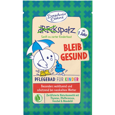 DRESDNER ESSENZ vonios druska vaikams „Būk sveikas!“ (čiobrelių-pipirmėčių kvapo) 60 g