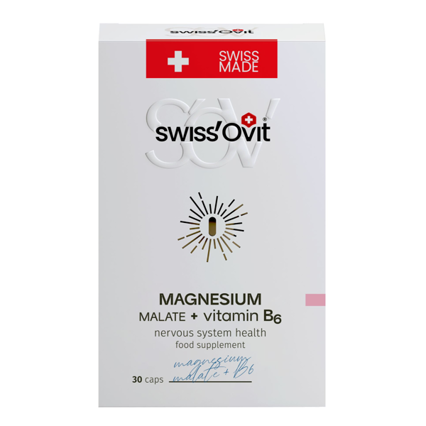 SWISSOVIT, magnio malatas + vitaminas B6, 30 kapsulių paveikslėlis SWISSOVIT, magnio malatas + vitaminas B6, 30 kapsulių paveikslėlis