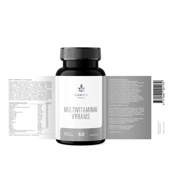 MULTIVITAMINAI VYRAMS, 60 kapsulių paveikslėlis