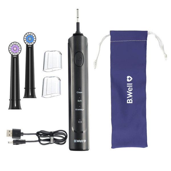 B.WELL PRO-800 elektrinis rotacinis dantų šepetėlis, Juodas
