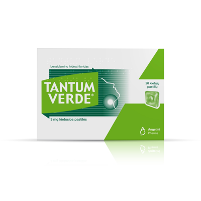TANTUM VERDE, kietosios pastilės, 3 mg, 20 vnt. paveikslėlis