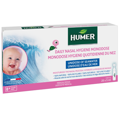HUMER, jūros vanduo kūdikiams vienadozėse ampulėse, 5ml, 20 vienetų paveikslėlis
