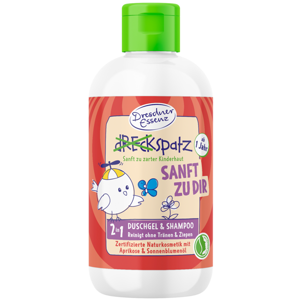DRESDNER ESSENZ 2-in-1 Dušo žele & Šampūnas vaikams „Švelnu & Miela“   (abrikosų kvapo) 250 ml