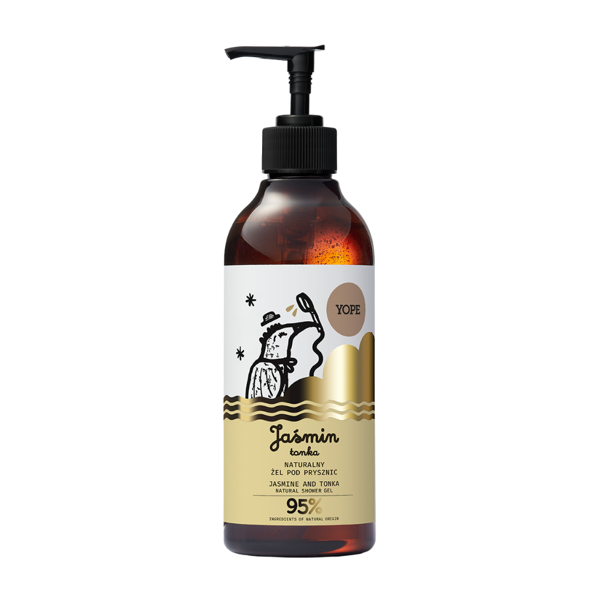 YOPE Natūralus dušo gelis, Jazminas ir tonka, 400 ml.