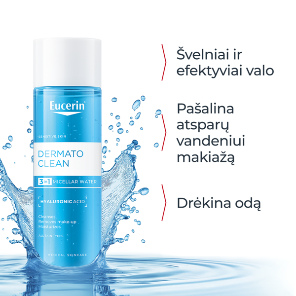 EUCERIN DERMATOCLEAN 3 IN 1, micelinis vanduo, 400 ml paveikslėlis