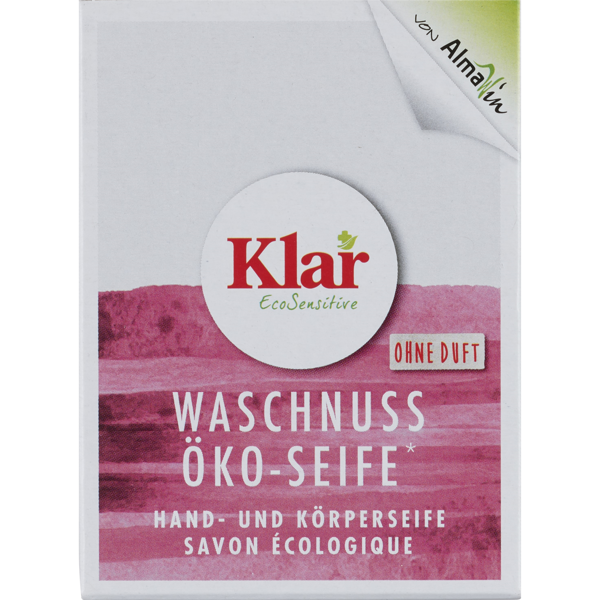 Ekologiškas muilo riešutų muilas „Klar EcoSensitive" (bekvapis, natūralus) 100 g