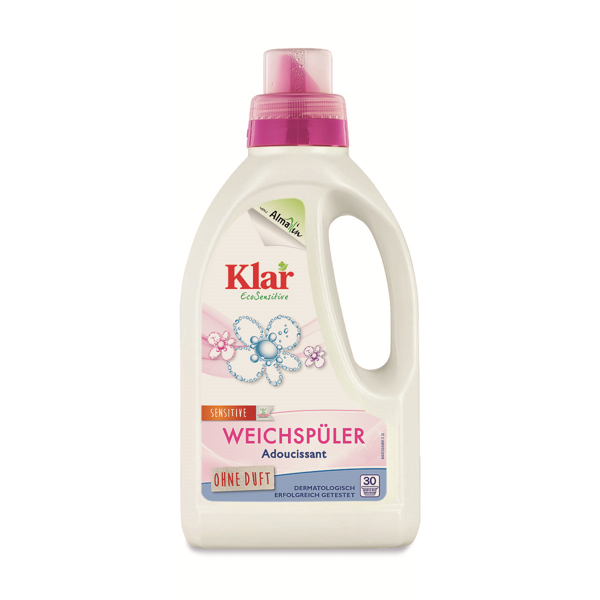 Ekologiškas audinių minkštiklis „Klar EcoSensitive" (bekvapis, natūralus, koncentruotas) 750 ml