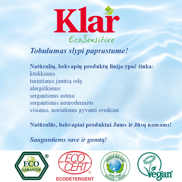 Skalbiklis spalvotiems audiniams „Klar EcoSensitive" 1,5 l