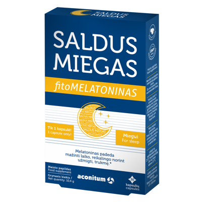 SALDUS MIEGAS MELATONINAS,1 mg,  30 kietųjų kapsulių paveikslėlis