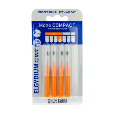 ELGYDIUM CLINIC MONO COMPACT, tarpdančių šepetėliai 1,2mm oranžinė spalva, 4 vienetai paveikslėlis