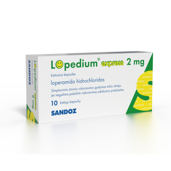 LOPEDIUM EXPRESS, 2 mg, kietosios kapsulės, N10 paveikslėlis LOPEDIUM EXPRESS, 2 mg, kietosios kapsulės, N10 paveikslėlis
