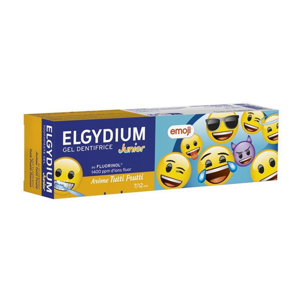 ELGYDIUM JUNIOR TUTTI-FRUTTI EMOJI, dantų pasta gelis vaikams, vaisių skonio, 7-12 m., 50ml paveikslėlis