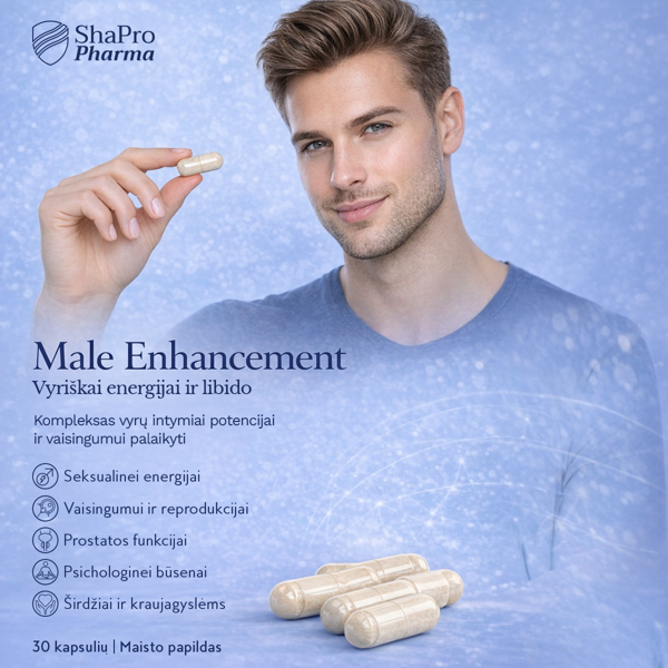 MALE ENHANCEMENT, vyrų potencijai, 30 kapsulių paveikslėlis