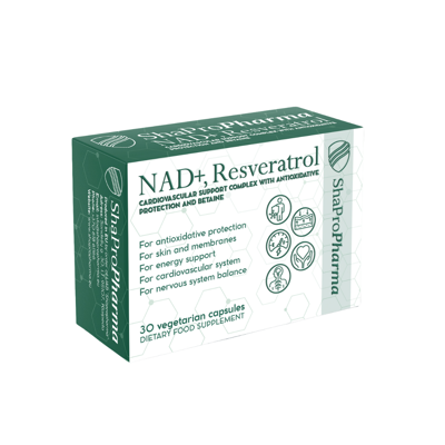 NAD+, Resveratrol and betaine complex, 30 kapsulių paveikslėlis