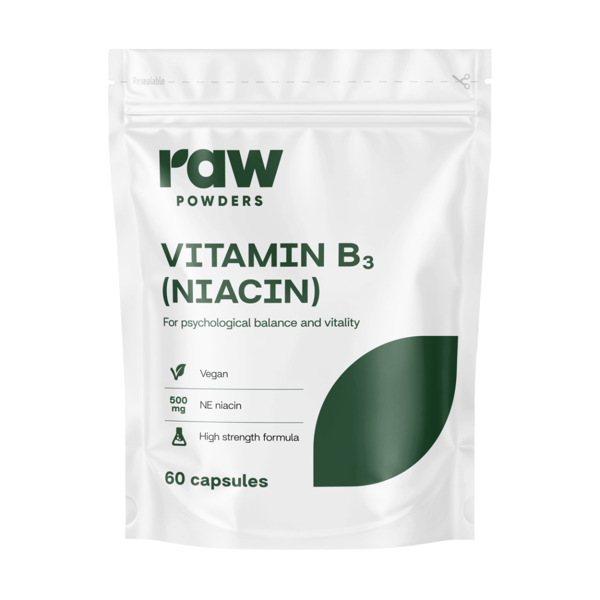 RAW POWDERS NIACINAS (VITAMINAS B3), 500 mg, 60 kapsulių paveikslėlis