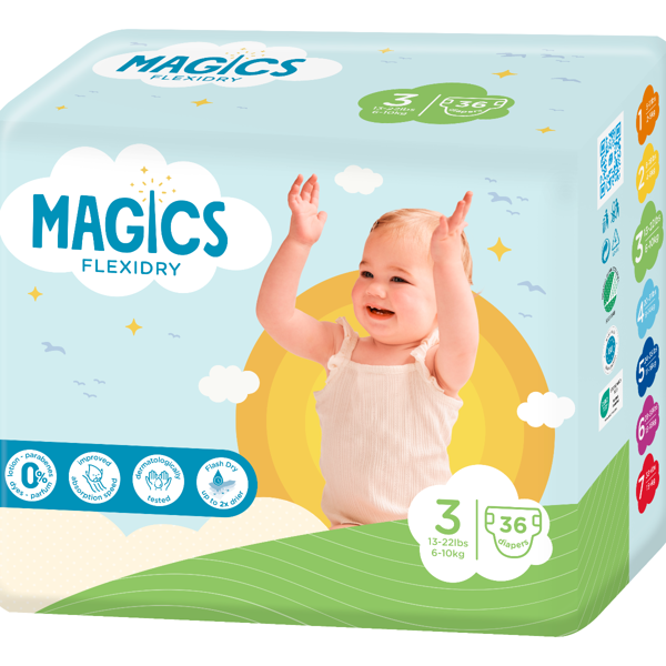 MAGICS FLEXIDRY MAGICAL TUBES MIDI, sauskelnės, 6-10 kg, 36 vnt. paveikslėlis