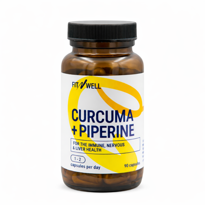 FITNWELL Ciberžolė + piperinas, 90 kapsulių