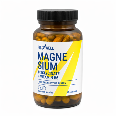 FITNWELL Magnio bisglicinatas + vitaminas B6, 90 kapsulių