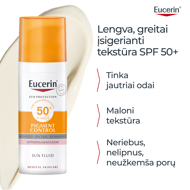 EUCERIN PIGMENT CONTROL, fluidas nuo saulės ir hiperpigmentacijos, SPF50+, 50 ml paveikslėlis EUCERIN PIGMENT CONTROL, fluidas nuo saulės ir hiperpigmentacijos, SPF50+, 50 ml paveikslėlis