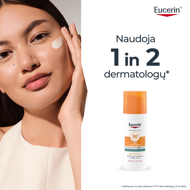EUCERIN, kreminis gelis veidui nuo saulės, SPF 50+, riebiai, į aknę linkusiai odai, 50 ml paveikslėlis