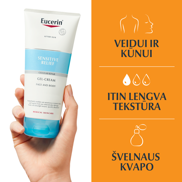 EUCERIN AFTER SUN SENSITIVE RELIEF, gelis-kremas po saulės, 1 vnt. paveikslėlis